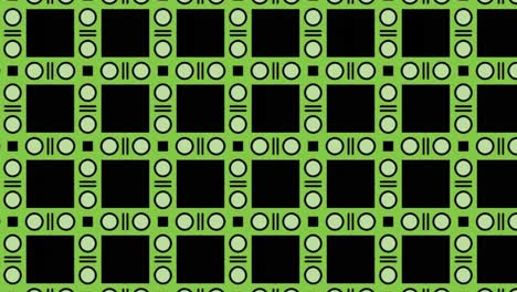 Schwarze-Fliesen-Mit-Grünem-Rand,-Gestaltet-Mit-Formen-Und-Linien