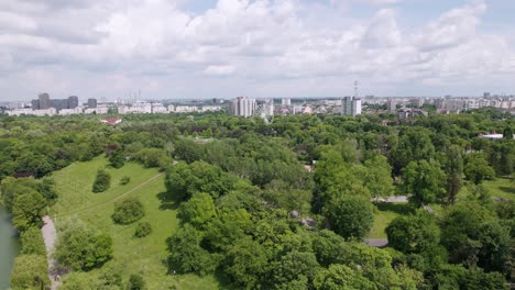 Aerial-View-in-the-park-on-a-sunny-day-in-Bucharest