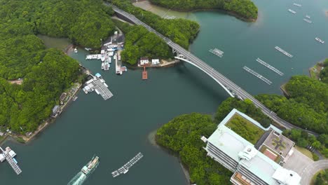 4k-Aerial-View,-Kashikojima-Bay-and-Bridge,-Mie-Prefecture-Japan