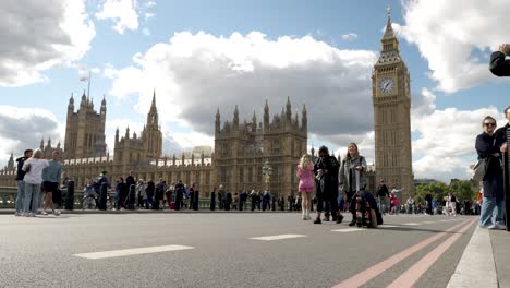 View-Of-Closed-Westminster-Bridge-Busy-People-Walking-Across-It