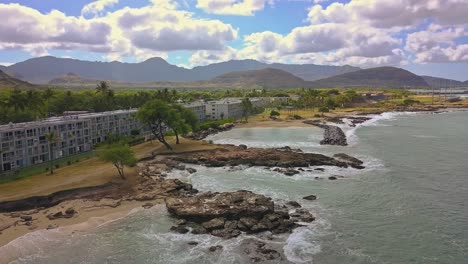 Aerial-view-of-Makaha-Surfside-condos-in-Waianae-Hawaii-on-a-sunny-day