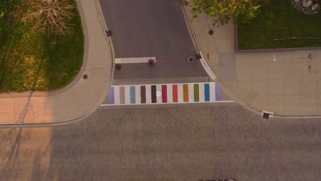 Aerial-view-of-a-pride-sidewalk--freshly-painted