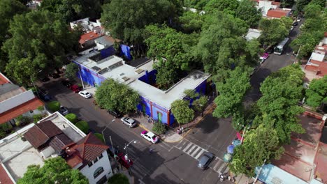 Aerial-View-Over-Frida-Kahlo-Museum-In-Mexico-City