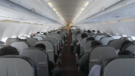 POV-to-the-aisle-pathway-inside-plane-cabin