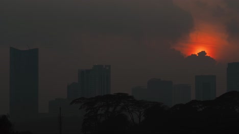 Johor-Bahru-Stadt,-Malaysia-Sonnenaufgang-Zeitraffer