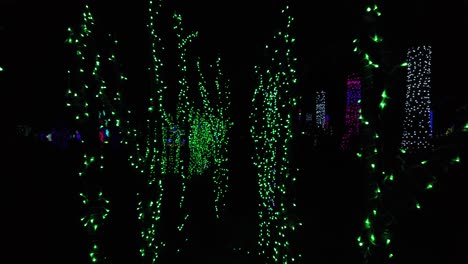 LED-Beleuchtungsfestival-Im-Park,-Spaziergang-Durch-Bäume-Mit-Lichtern