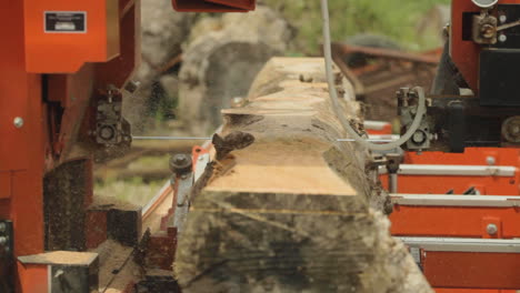 Saw-cutting-machine-slicing-a-large-log