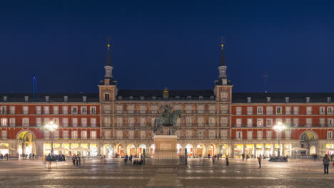 Timelpase-of-Plaza-Mayor-in-Madrid,-Spain
