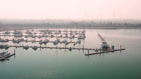 Aerial:-Harbour-and-vacation-park-during-hazy-spring-day