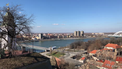 View-from-Petrovaradin-fortress-in-Novi-Sad,-Serbia