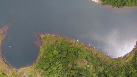 Drone-footage-around-the-lakes-near-Mt-Fuji-in-Japan-Shizuoka,-Japan