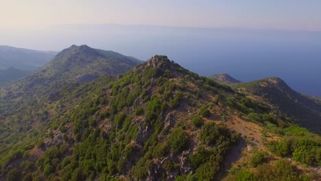 Aerial:-Mountainous-region-of-Lesbos-island,-Greece