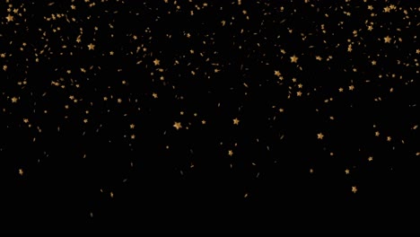 Goldenes-Sternkonfetti,-Das-Auf-Schwarzem-Hintergrund-Herunterfällt