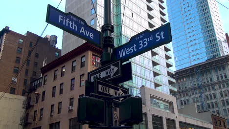 The-intersection-of-33rd-street-and-5th-Avenue-sign-in-New-York-City