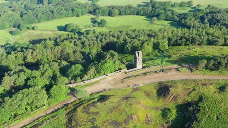 An-aerial-view-around-the-Pigeon-Tower-in-Rivington