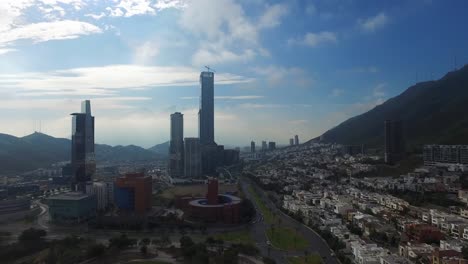 Aerial-shot-of-the-skyline-of-San-Pedro-Garza-Garcia,-Mexico
