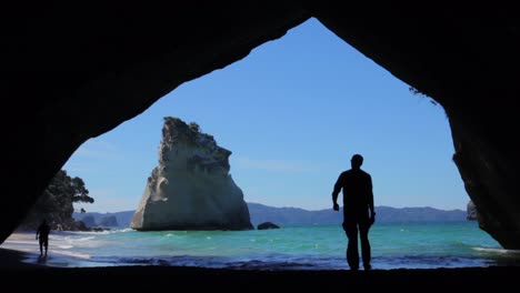 A-wonderful-view-of-the-ocean-from-Cathedral-cove-in-New-Zealand