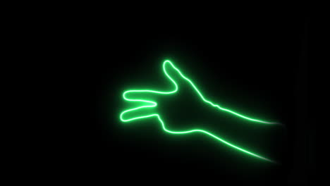 Neonlight-greencolored-Hand-signs-an-open-Scissors.--4K