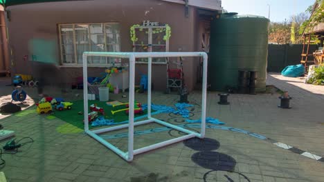 Time-lapse-of-a-kids-playground-work-in-progress-building-toys-and-playground-obstacles