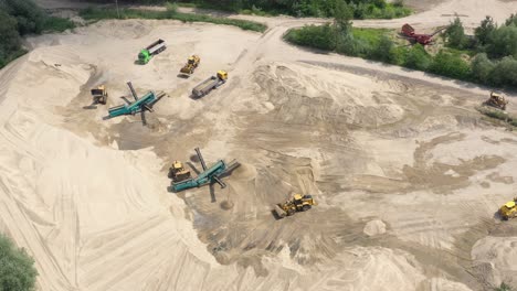 Aerial-view-of-mining-machinery-working-at-sand-quarry