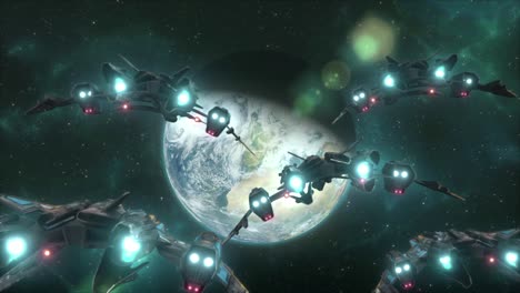 Flota-De-Invasión-Acercándose-Al-Planeta-Tierra