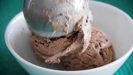 Chocolate-ice-cream-bowl-being-dropped-in-a-white-bowl