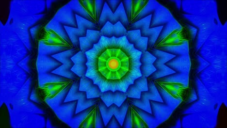 Eisiges-Psychedelisches-Mandala,-Abstrakter-Kaleidoskop-Hintergrund,-Schleifenanimation