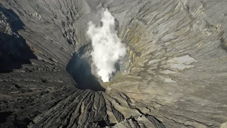 Stunning-Aerial-Video-from-the-mouth-of-Mt-Bromo-Volcano,-East-Java,-Indonesia