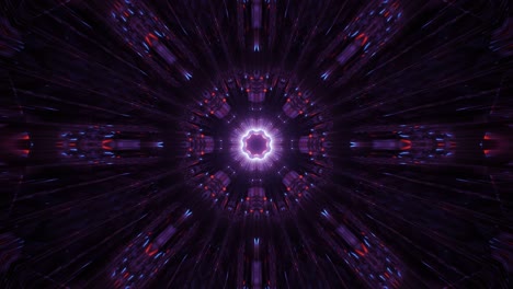 Patrón-De-Flor-Circular-Gráfico-De-Movimiento-Púrpura,-Avanzando-En-El-Espacio