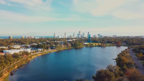 4K-Aerial-Video-Rising-Shot-of-Downtown-St-Petersburg-from-Crescent-Lake-Park