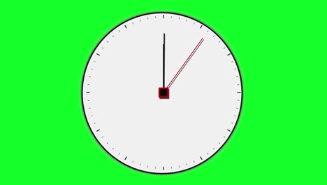 clock-animation-run-in-real-time,-greenscreen