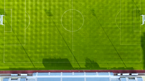 Soccer-Futbol-Field---Picturesque-Overhead-Aerial-View-of-Soccer-Stadium-with-Green-Grass