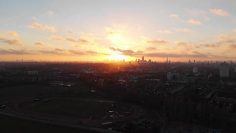 Drone-slider-shot-of-sunrise-over-London-skyline