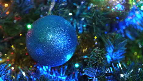 Blue-Christmas-ball-in-Christmas-tree
