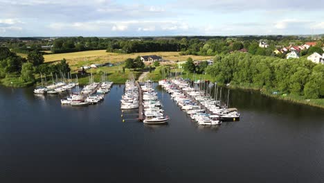 Aerial-view-of-jachts-moored-to-a-jetty