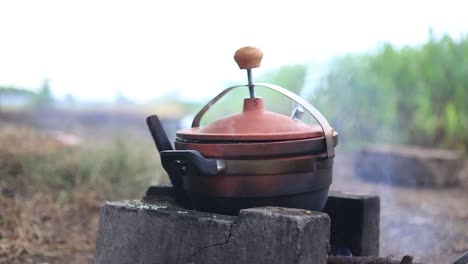 Soil-Cooker-Whistling-Slow-Motion,-Cooking-Equipment,-Kitchen-Stock-Footage