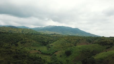 Aerial-View-of-the-Green-Plains-in-Mountains,-Tanzania,-Africa