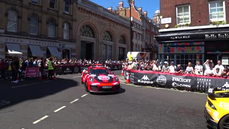 Luxury-cars-in-different-colors-driving-on-London-roads-during-Gumball-3000-Event