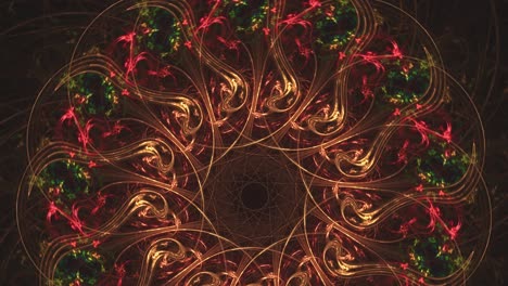 Buntes-Abstraktes-Mandala---Wunderschöner,-Sich-Ständig-Verändernder,-Nahtloser-Schleifenblumen-Galaxie-Fraktalhintergrund