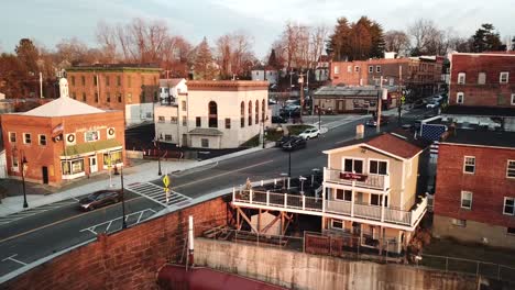 Downtown-Wappingers-Falls-is-shown-in-this-aerial-4K-footage-as-the-drone-rises