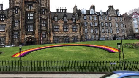"Rainbow-of-Hope"-Floral-Rainbow-In-Edinburgh,-Scotland's-mark-for-the-anniversary-of-the-Covid-19-Lockdown