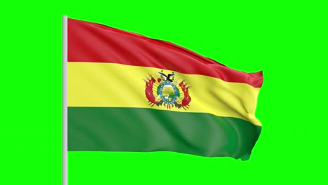 Nationalflagge-Boliviens-Weht-Im-Wind-Auf-Grünem-Bildschirm-Mit-Alpha-Matte