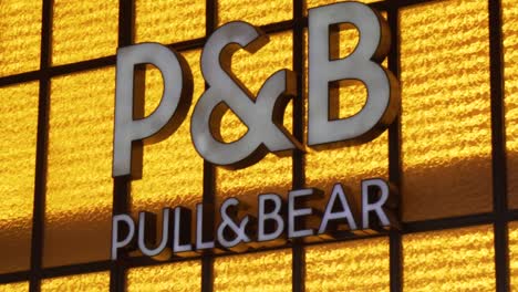 Slow-pan-of-the-beautiful-modern-logo-of-Pull-and-Bear