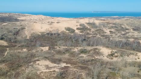 Drone-Shot-of-Sleeping-Bear-Sand-Dunes-National-Lakeshore-in-Michigan