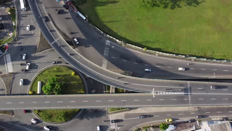 Timelapse-drone-footage-of-top-view-of-Highway-road-junctions