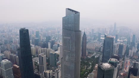 Aerial-view-of-downtown-Guangzhou,-metropolitan-city,-China