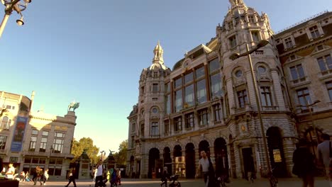 TimeLapse-of-exterior-Square-of-Antwerpen-Centraal-railway-station