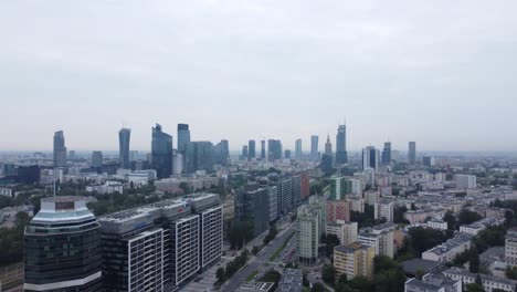 A-drone-video-of-a-city-road-in-Warsaw,-Poland