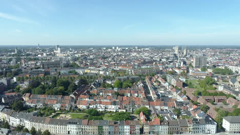 Aerial-View-Of-Ghent-City-In-The-Flemish-Region-Of-Belgium-On-A-Sunny-Day