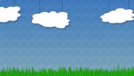 Wolken--Und-Grasbühne,-Kostenlose-Schleifenanimation